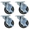 Bk Resources 4-inch Plate Casters, Polyurethane Wheels, Top Lock Brake, 300lb Capacity, 4PK 4SBR-1PT-PLY-PS4 - alternate 1